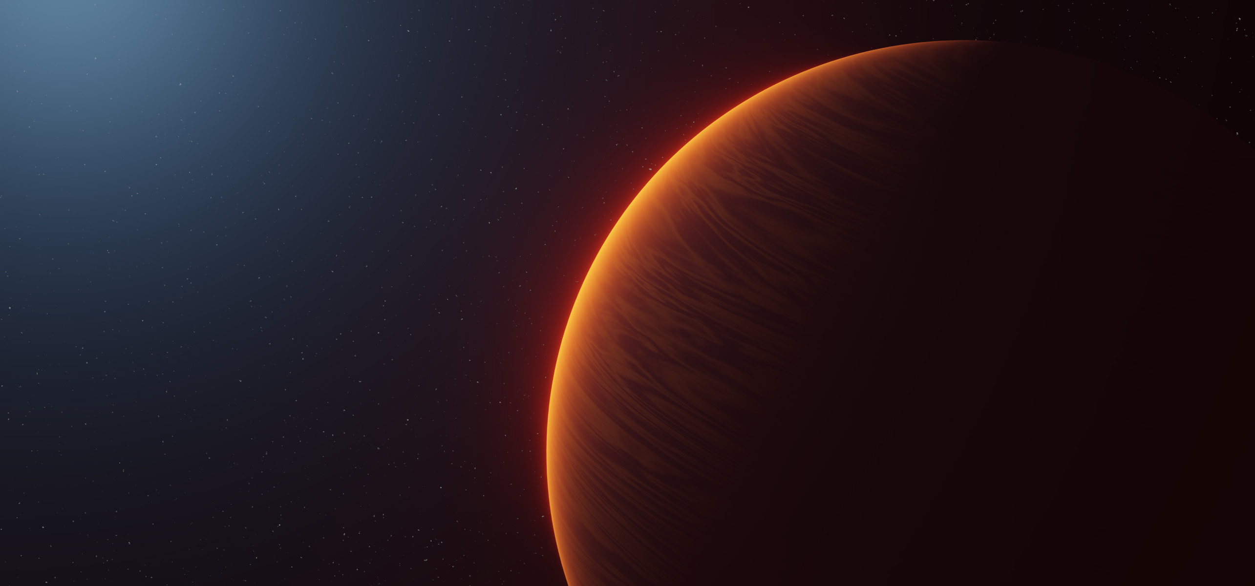 Künstlerische Darstellung des Exoplaneten WASP-189b, der ausserhalb des Sonnensystems den Stern HD 133112 umkreist, der einer der heissesten Sterne ist, um die ein Planetensystem bekannt ist.
