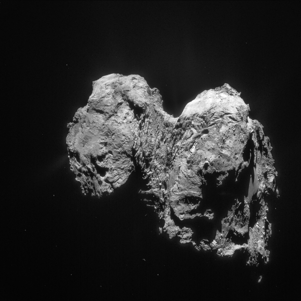 «Chury» mit seiner zweiteiligen Struktur und dem zerbrechlichen «Hals» dazwischen. © ESA/Rosetta/NAVCAM