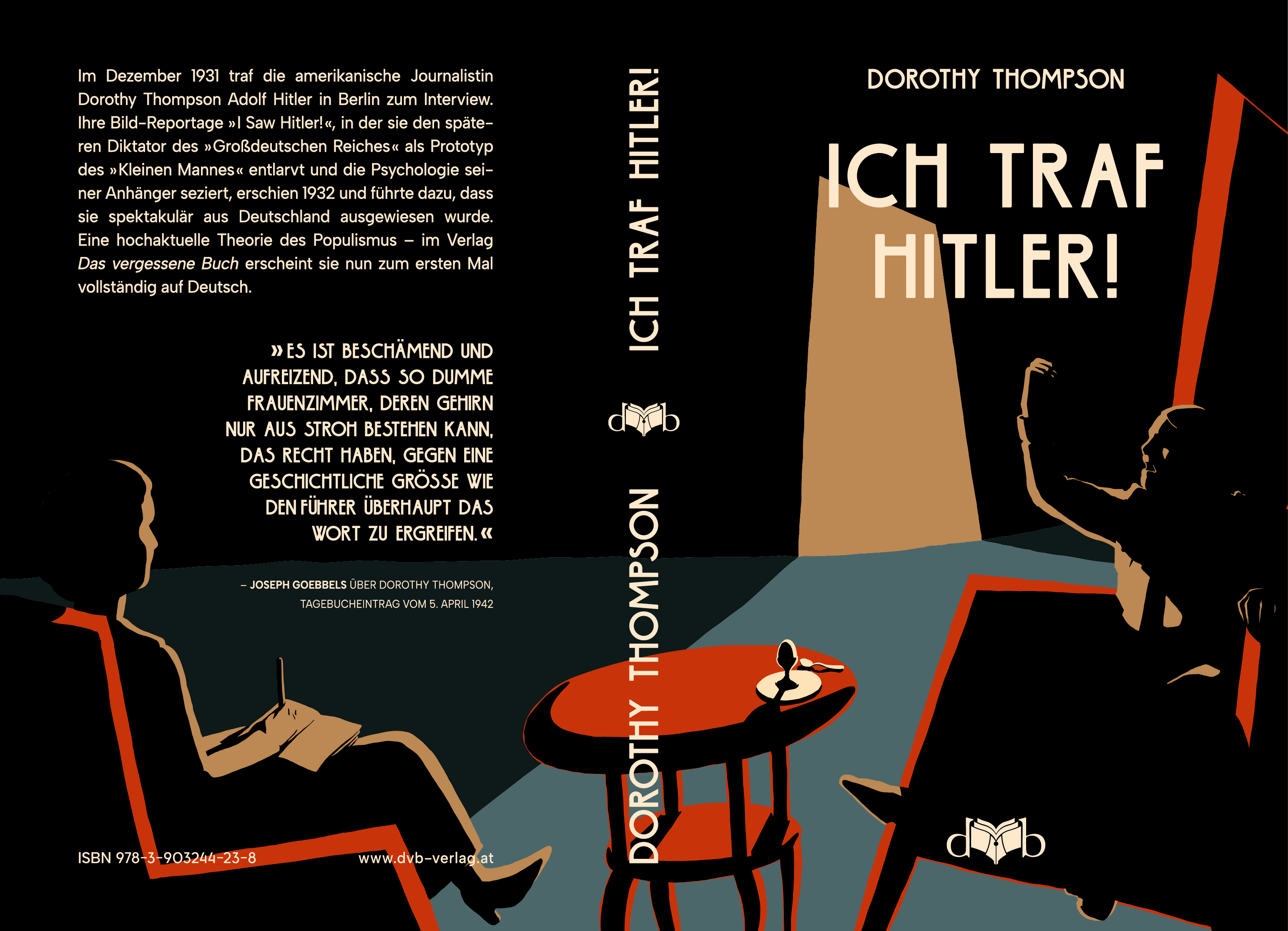 Der Umschlag von Dorothy Thompsons «Ich traf Hitler!» in der ersten deutschen Ausgabe (2023). © Das vergessene Buch, Wien, Illustration: Lukas Spreitzer