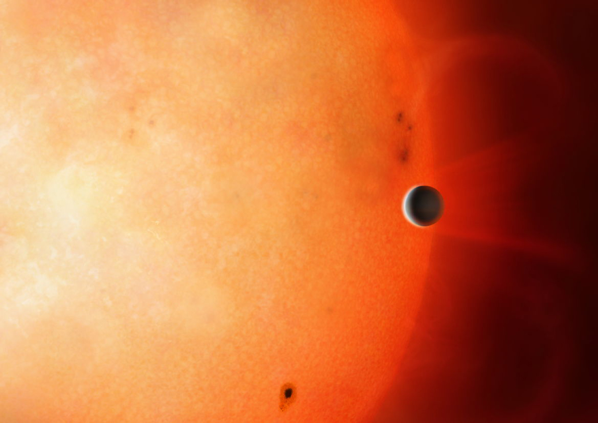 Künstlerische Darstellung, die einen neptungrossen Planeten in der Neptunwüste zeigt. Es ist äusserst selten, ein Objekt von dieser Grösse und Dichte so nahe an seinem Stern zu finden.